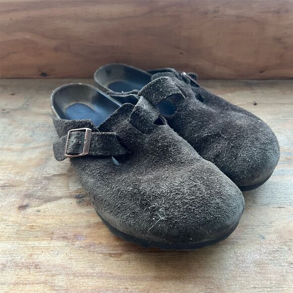 Birkenstock Boston Suede Clogs Unisex Mocha Brown Casual Shoes - Picture 1 of 6